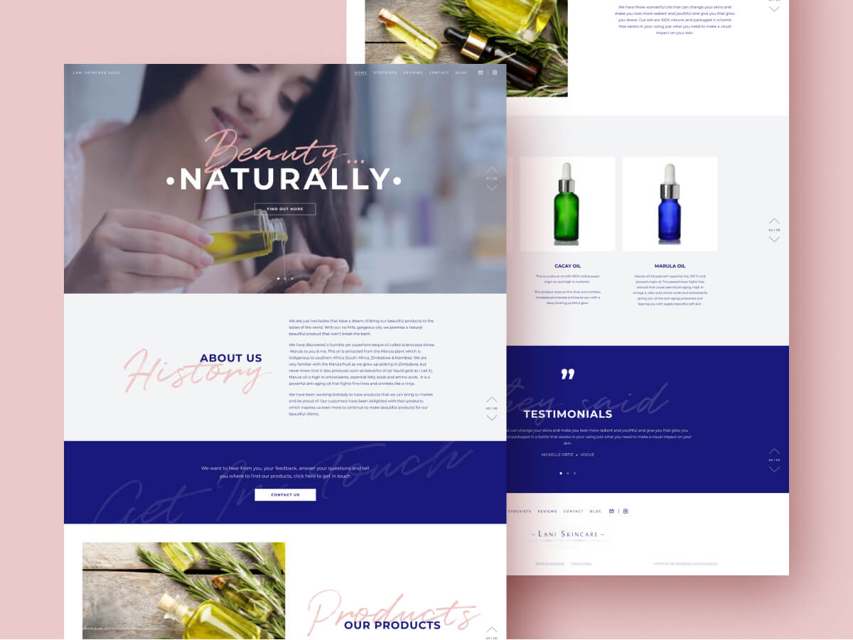 Lani Skincare Natural Beauty Products Website Design and Development