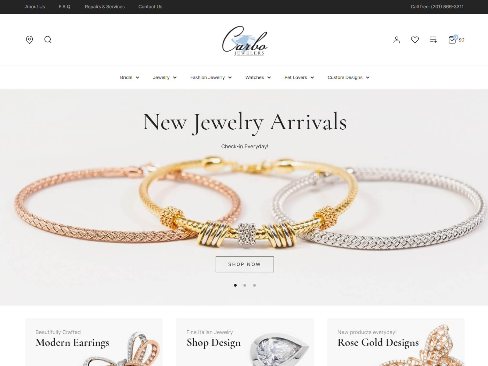 Carbo Jewelers eCommerce website design and development