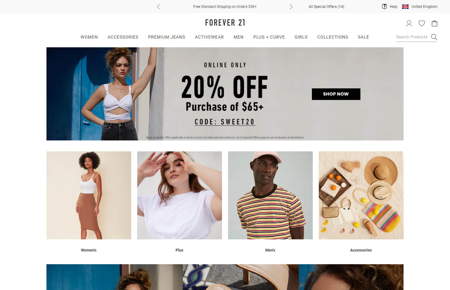 Online shopping website ideas Forever21 website design