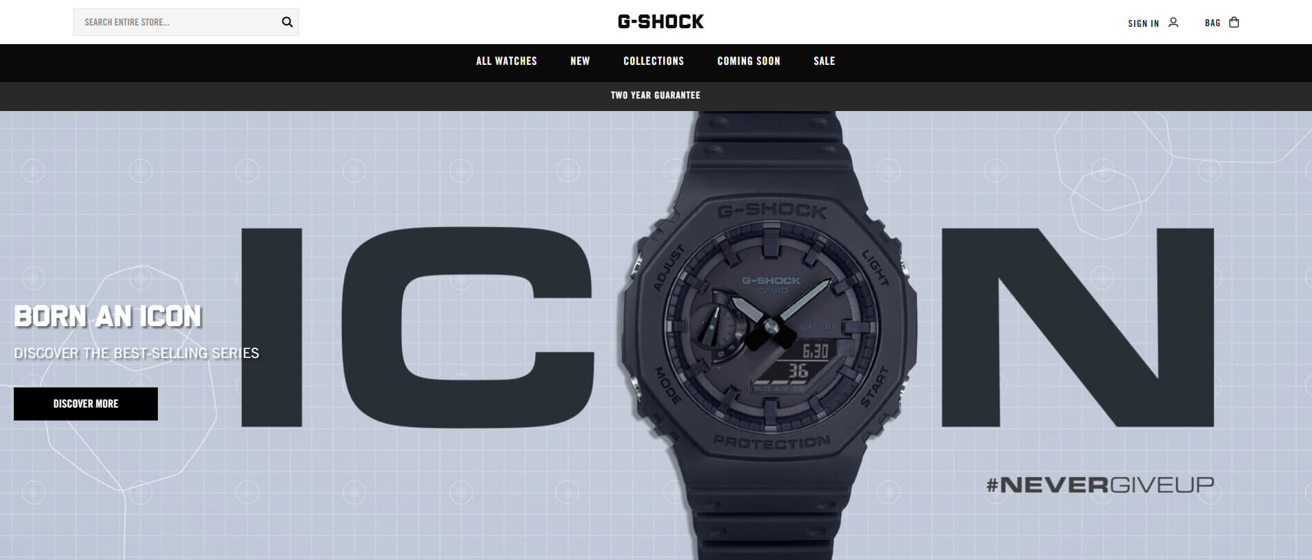 Screenshot of G Shock ecommerce website design