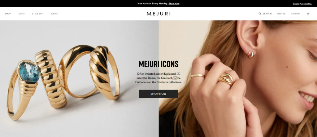 Jewelry website with jewelry photos