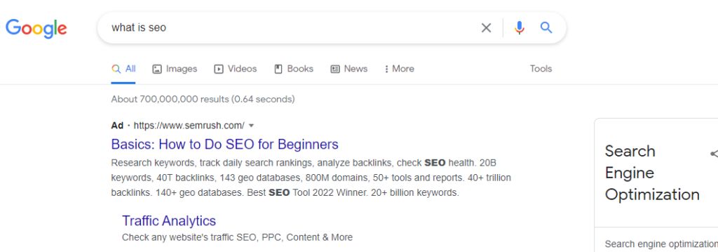Screenshot of Google results page