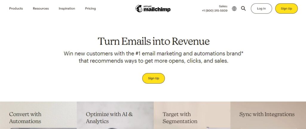 Screenshot of Mailchimp