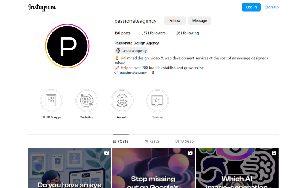 Passionate Agency Instagram Account