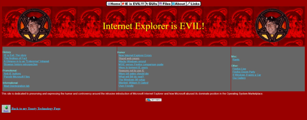 Internet Explorer is EVIL! website