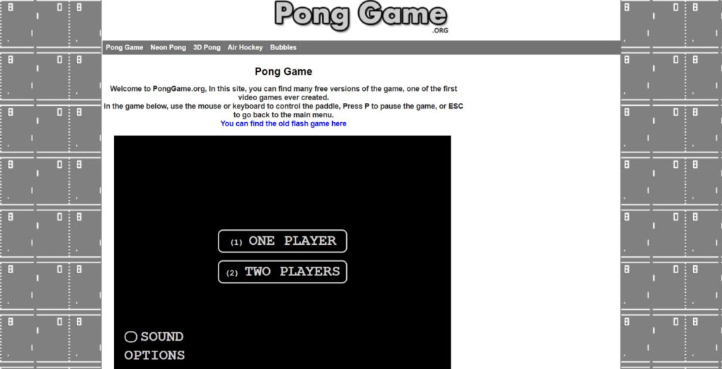 PongGame.org website