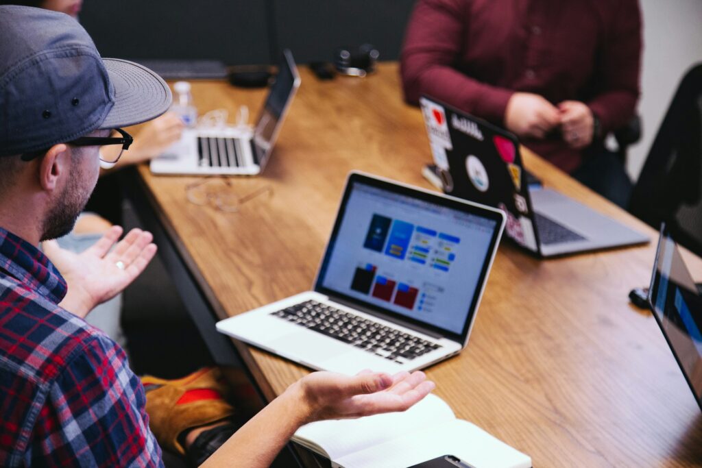 Senior graphic designer having a meeting with a client