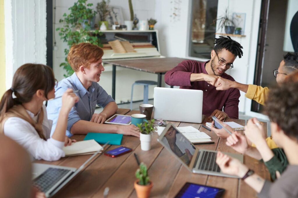 Team members on a meeting discussing white label services
