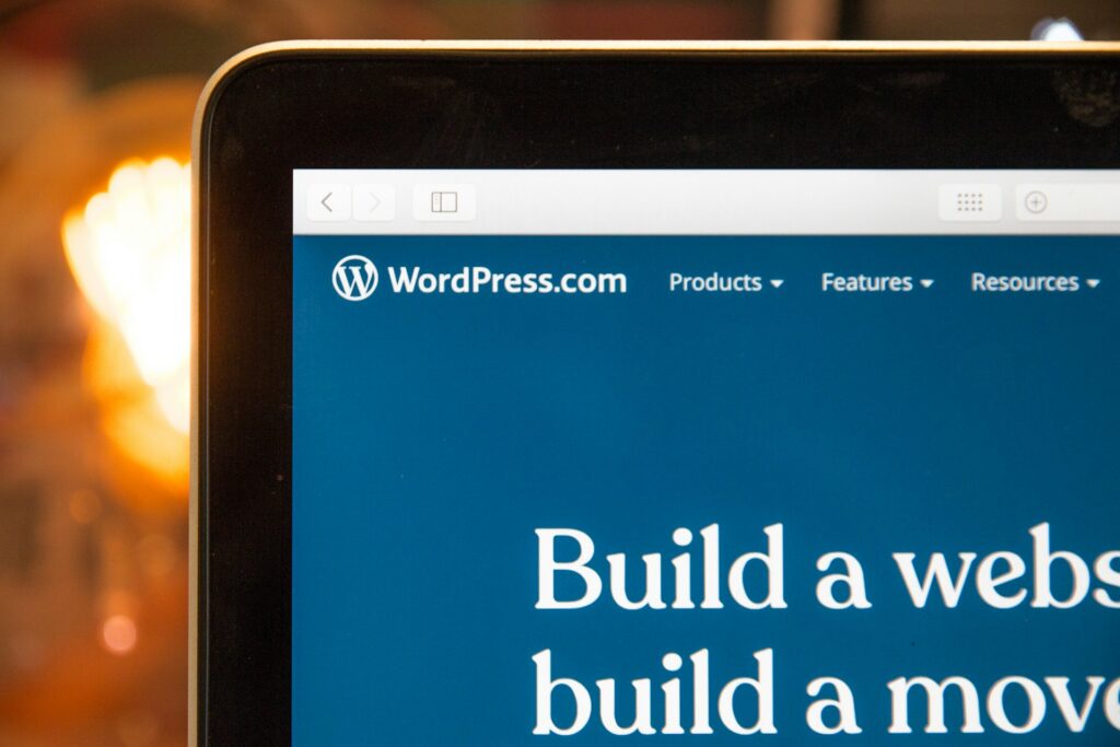 WordPress site shown in a laptop screen